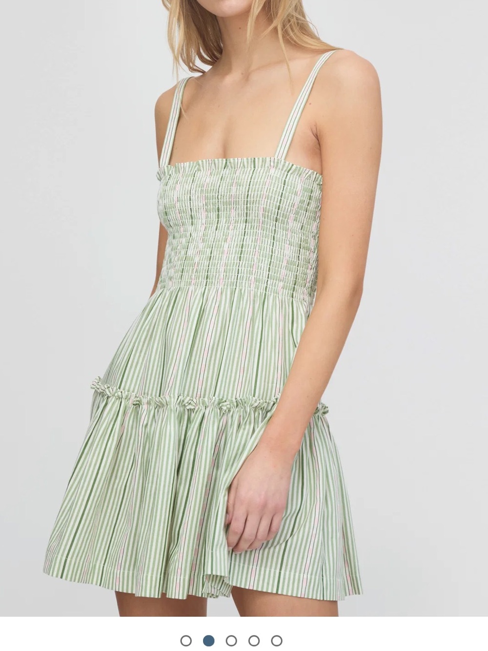 Hill House Home Seraphina Mini Nap Dress Green Jacquard Stripe Size M